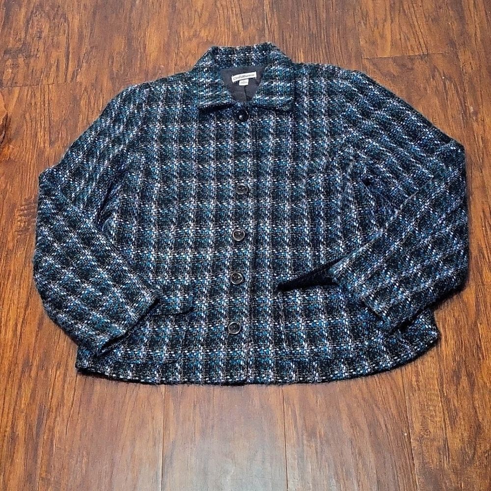 Croft & Barrow Blue Tweed Button Down Blazer Size L‎